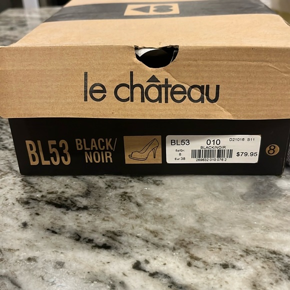 Aldo black patent leather open toe high heels, size 8 - Picture 7 of 7